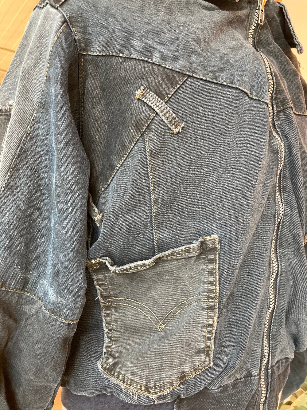 Reworked Levi's Black Denim Jacket