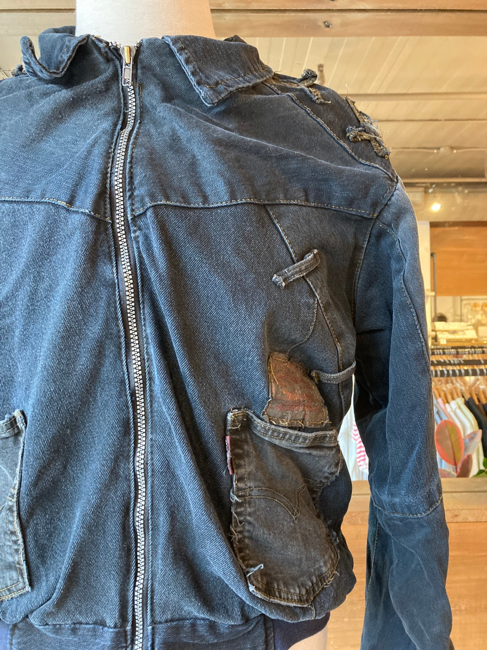 Reworked Levi's Black Denim Jacket