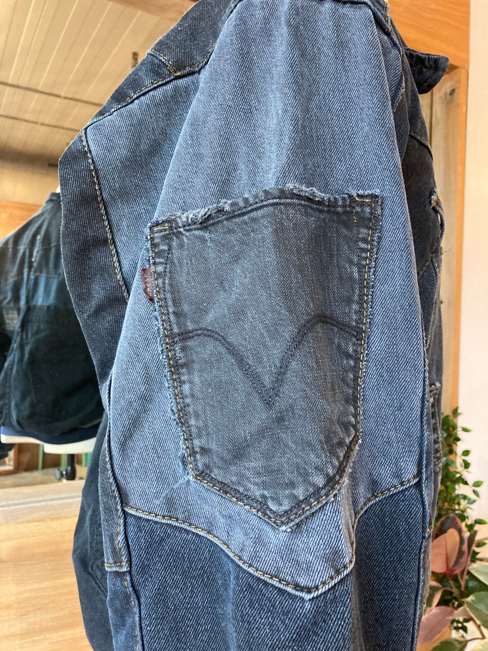 Reworked Levi's Black Denim Jacket