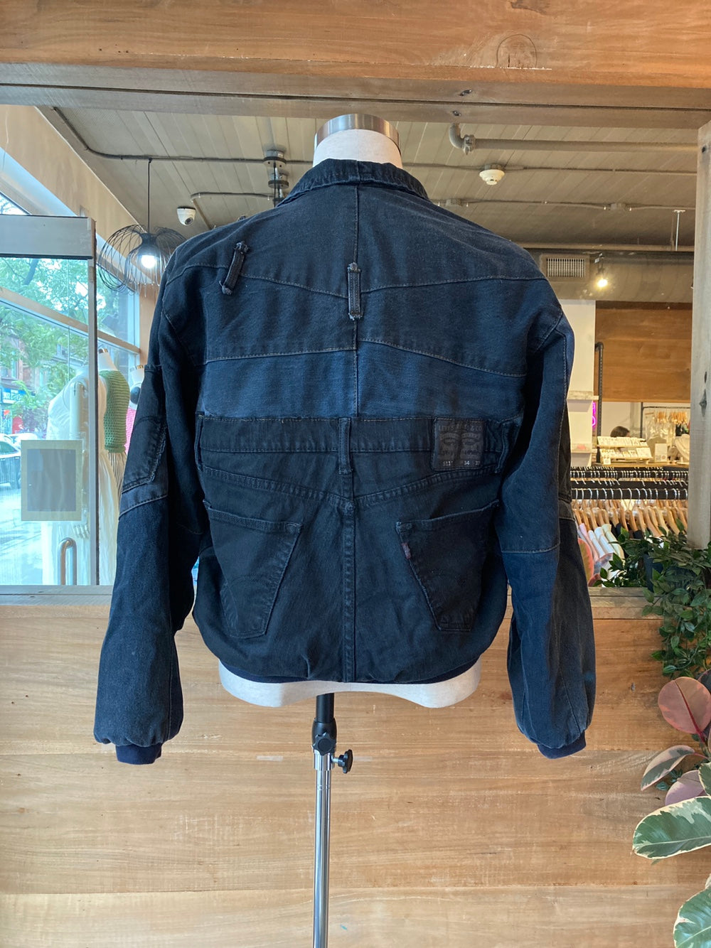 Reworked Levi's Black Denim Jacket