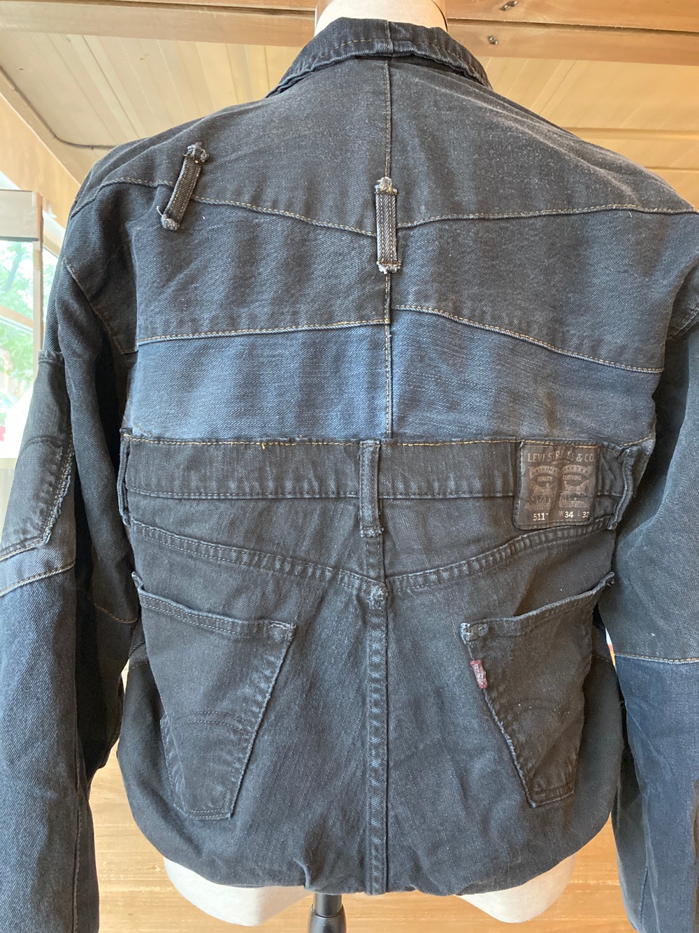 Reworked Levi's Black Denim Jacket