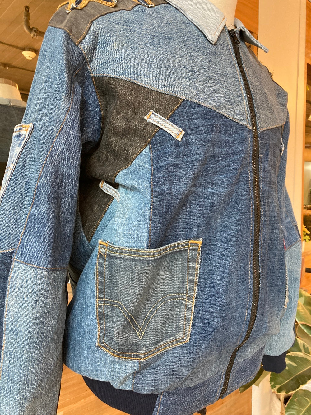 Reworked Levi's Denim Zip Up Jacket