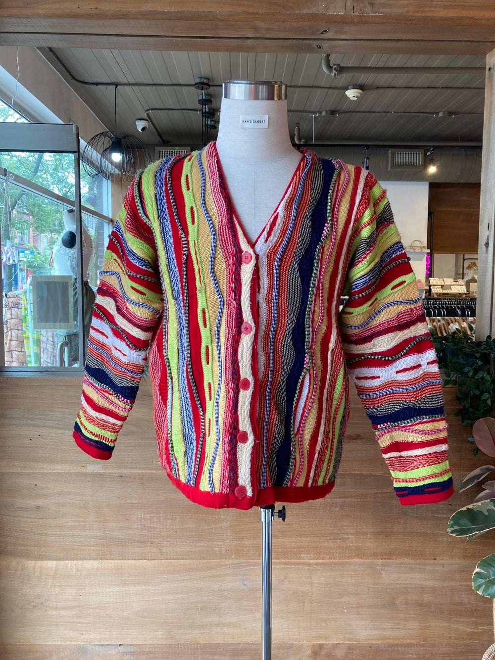 Vintage Bright Colours Coogi Style Cardigan Sweater