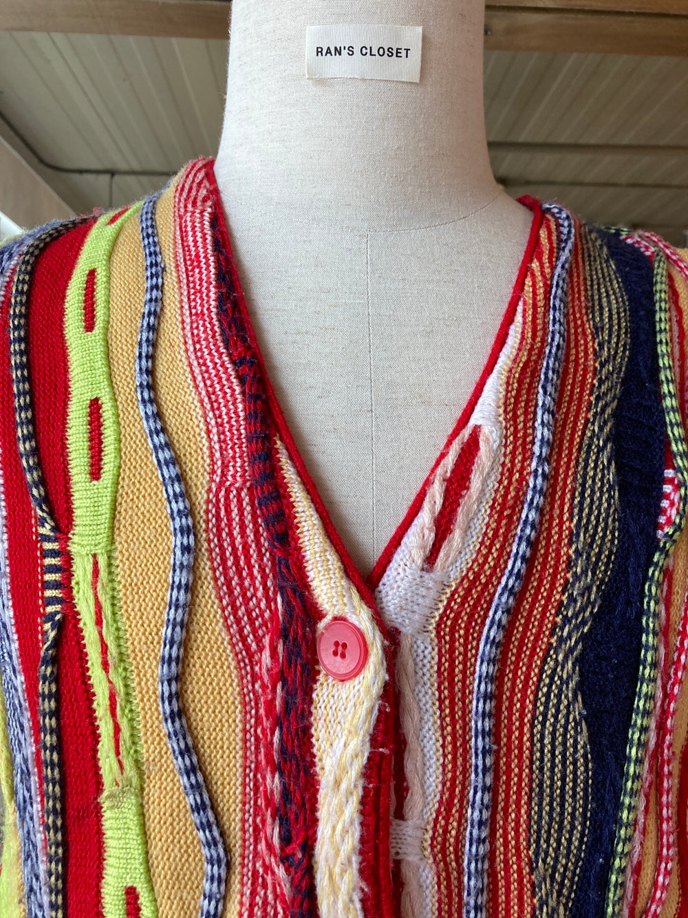 Vintage Bright Colours Coogi Style Cardigan Sweater