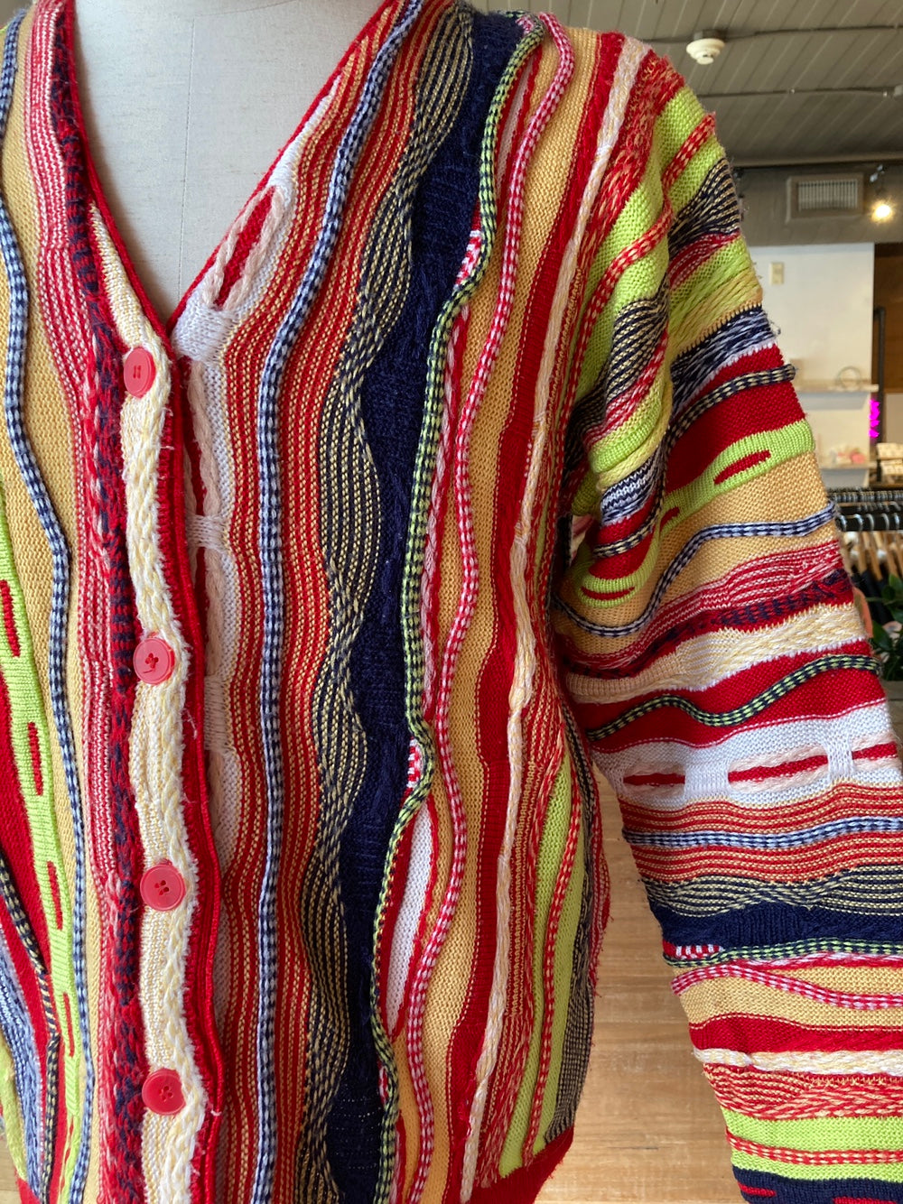 Vintage Bright Colours Coogi Style Cardigan Sweater