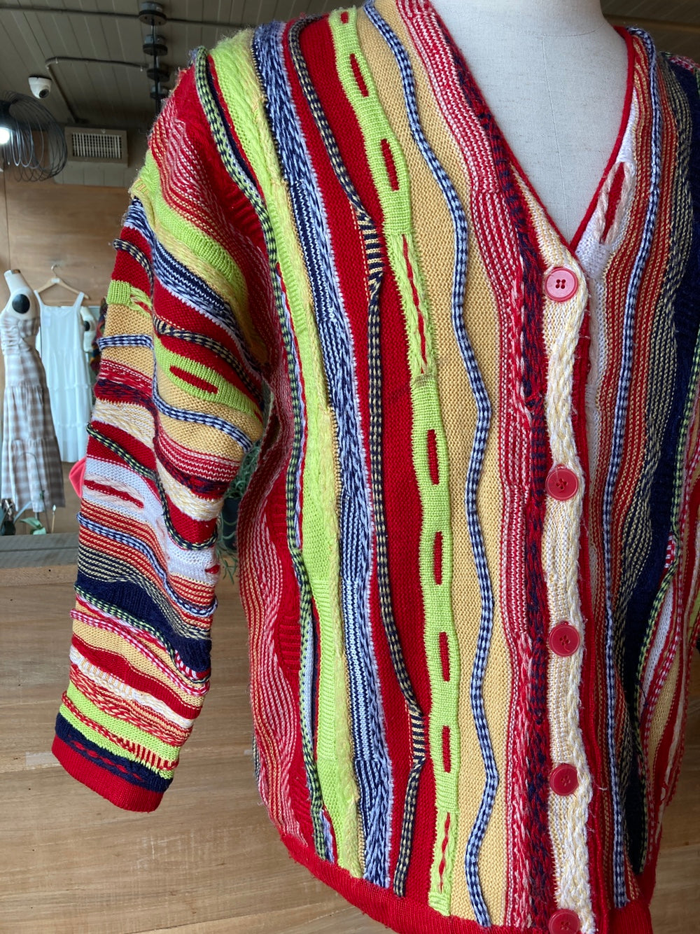 Vintage Bright Colours Coogi Style Cardigan Sweater