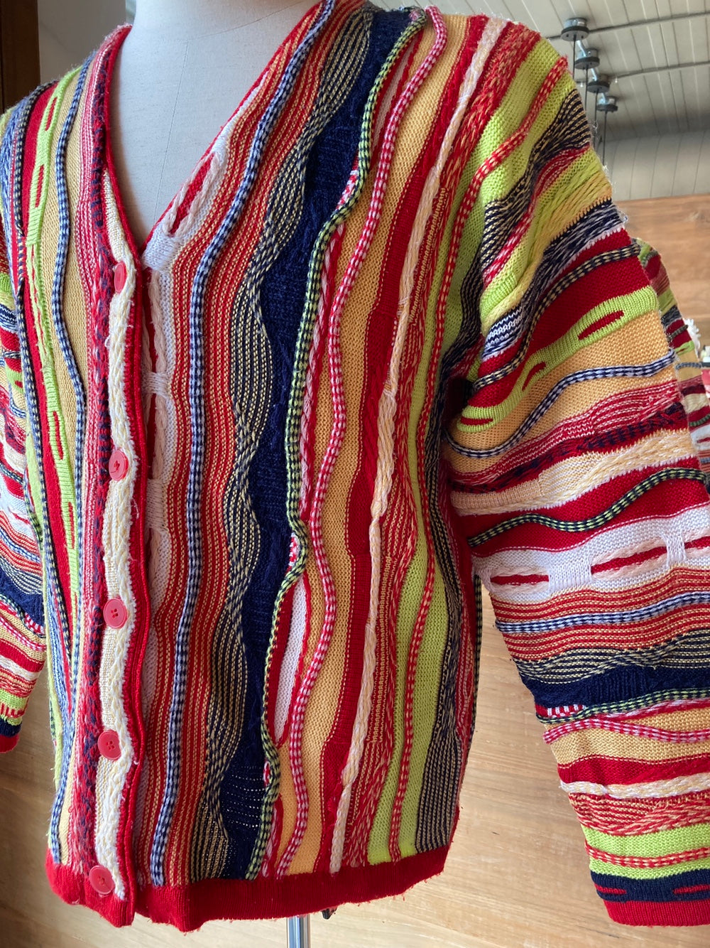 Vintage Bright Colours Coogi Style Cardigan Sweater