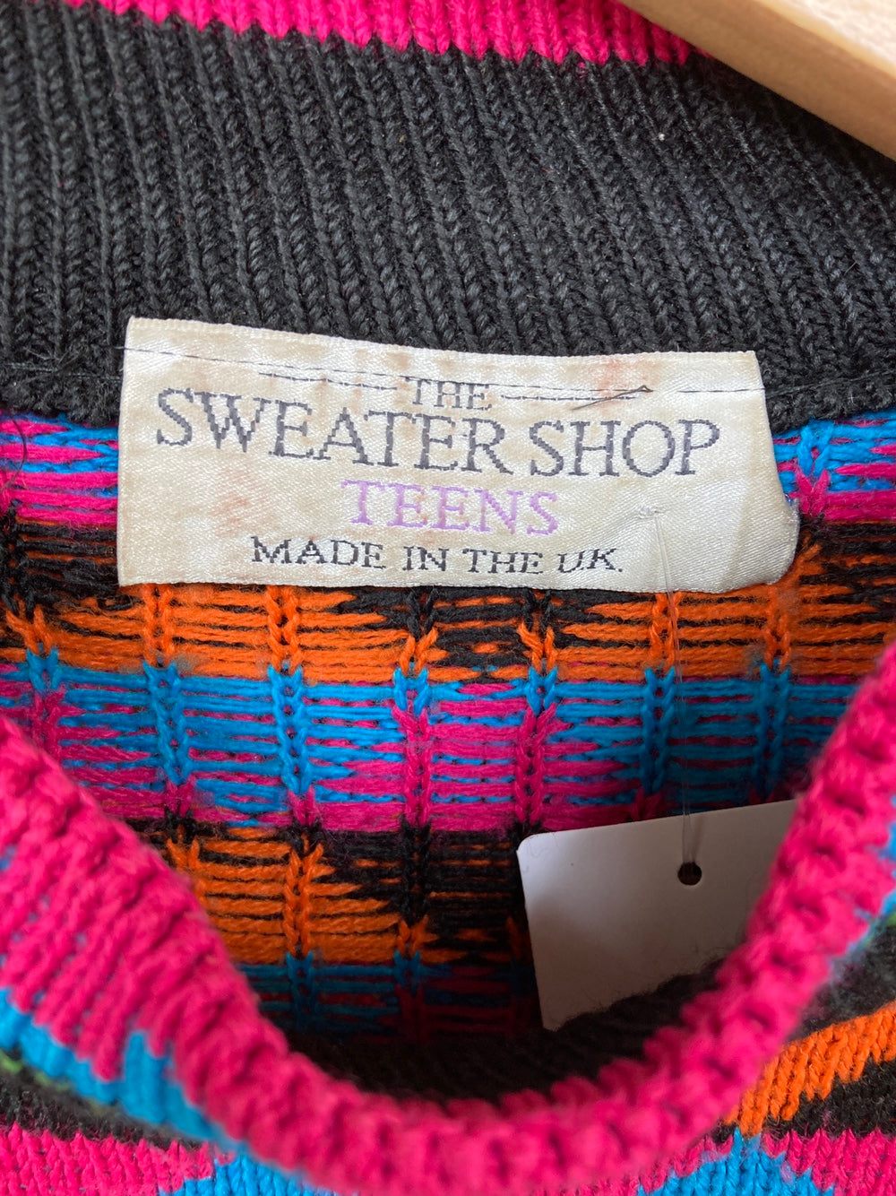 Vintage The Sweater Shop Bright Colours 3-D Knit Sweater Made in the UK