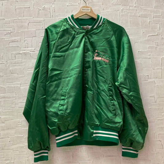 Vintage Evans Glass Green Satin Bomber Jacket