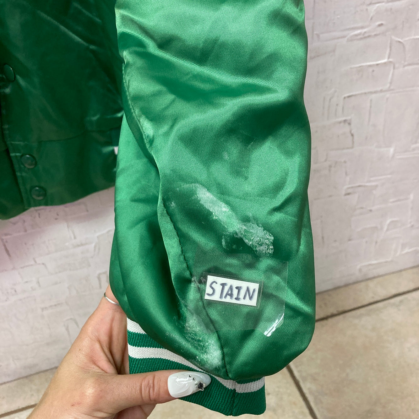 Vintage Evans Glass Green Satin Bomber Jacket