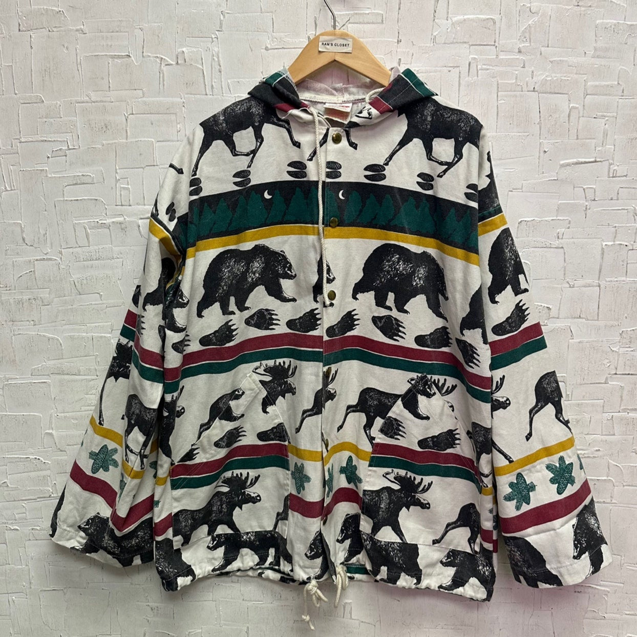 Vintage Bear and Moose Print Made in Canada Canvas Jacket