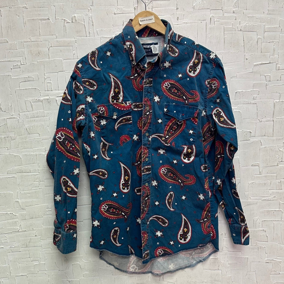 Vintage Wrangler Cowboy Cut Paisley Print Button Up Shirt