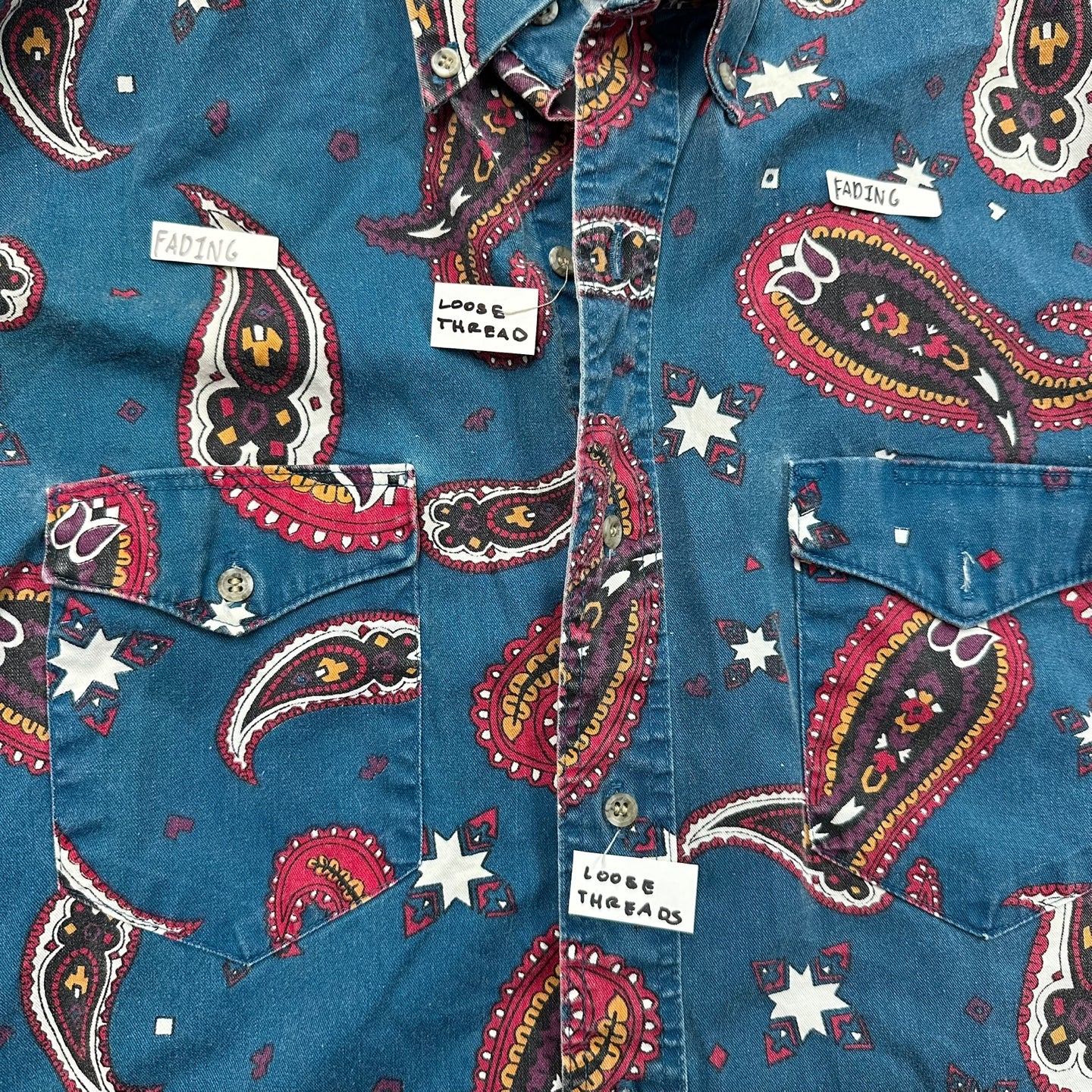 Vintage Wrangler Cowboy Cut Paisley Print Button Up Shirt