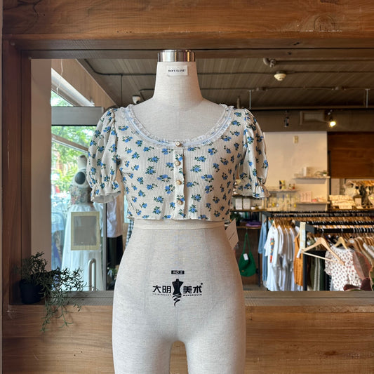 Cropped Puff Sleeve Floral Blouse