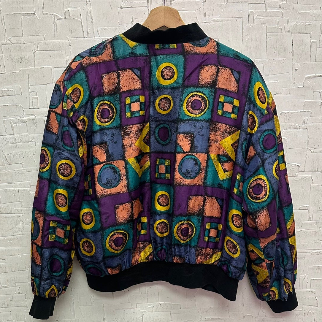 Vintage Metro Express Silk Funky Print Jacket