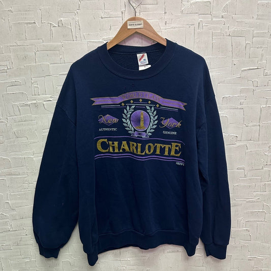 Vintage Charlotte New York Navy Made in USA Sweatshirt