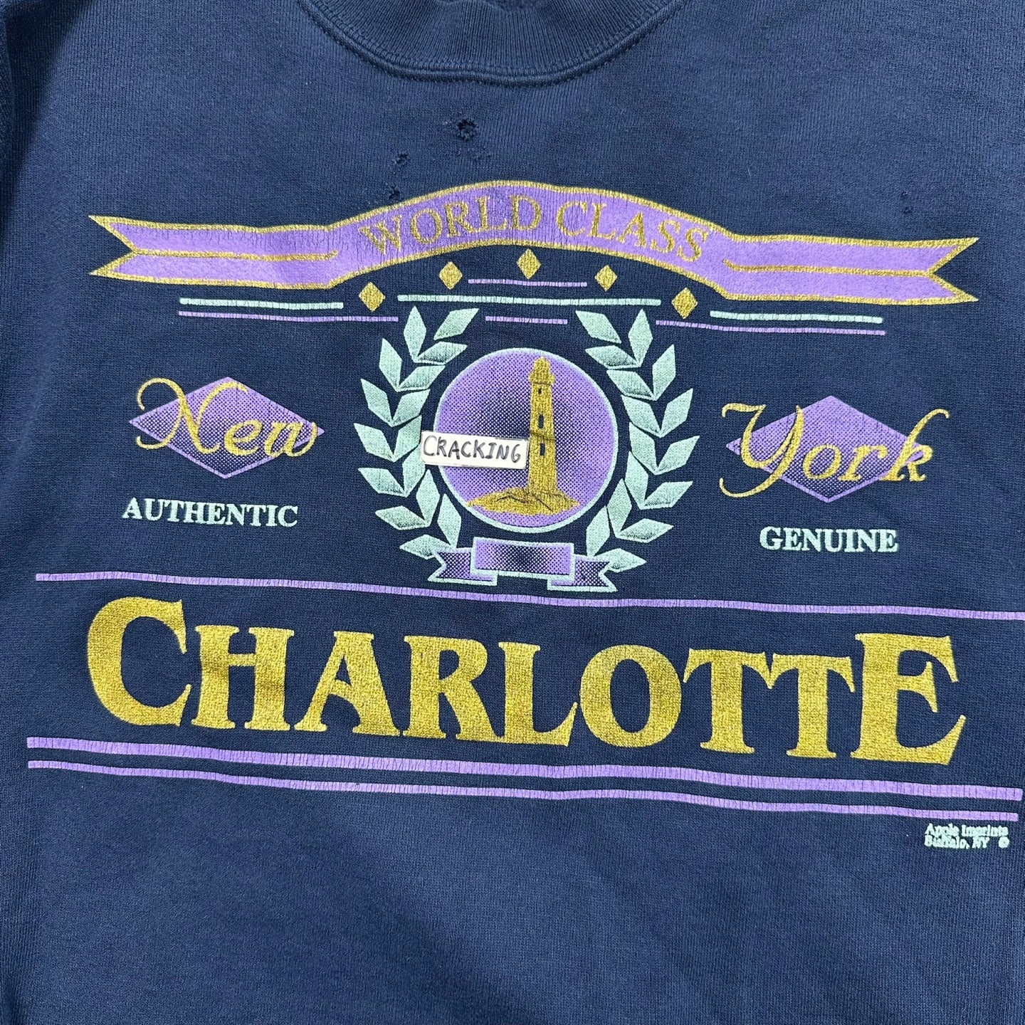 Vintage Charlotte New York Navy Made in USA Sweatshirt