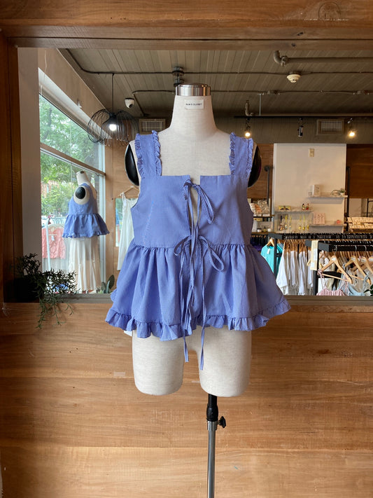 Gingham Tie Front Blouse