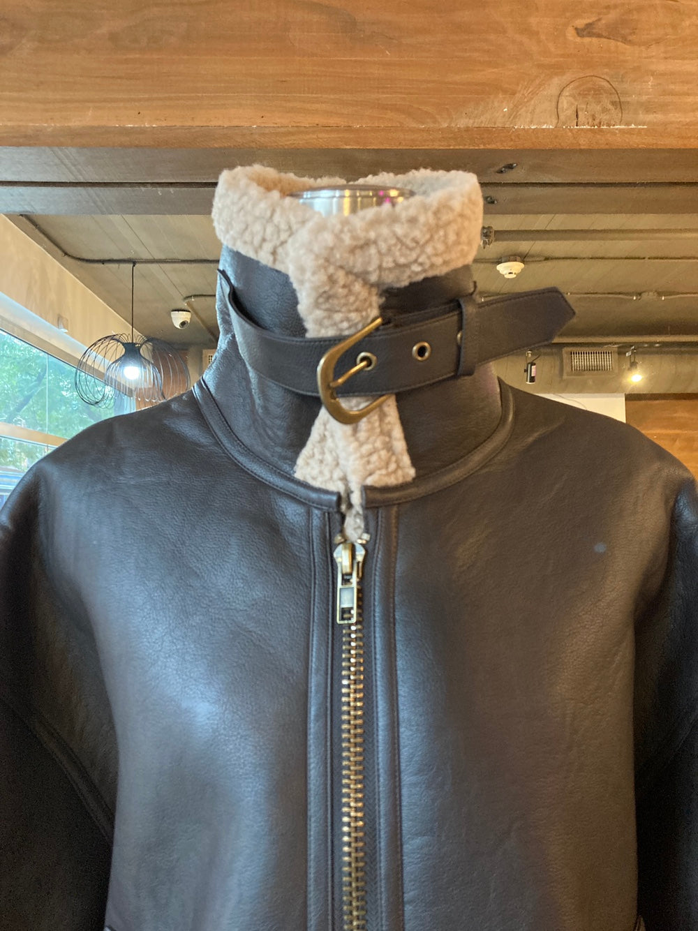 Million Brand Sherpa Lined Leather Pilot Style Jacket