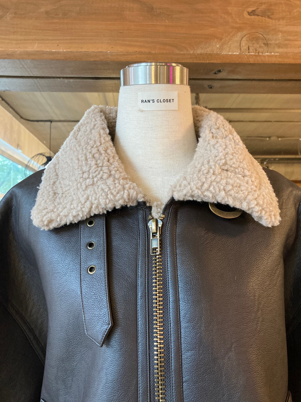 Million Brand Sherpa Lined Leather Pilot Style Jacket