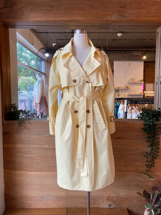 Overfit Long Trench Coat (Butter Yellow, Beige, Light Brown)