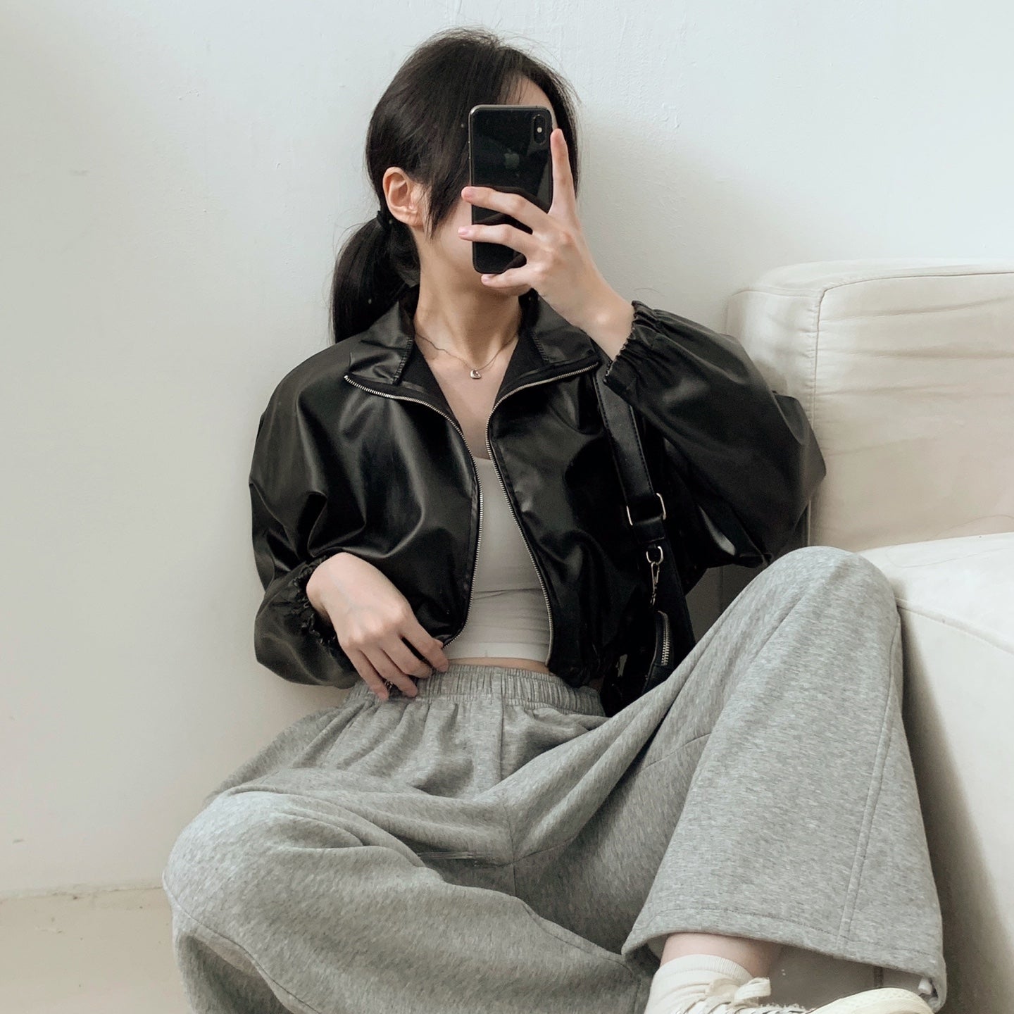 Cropped Drop Shoulder Bomber Jacket