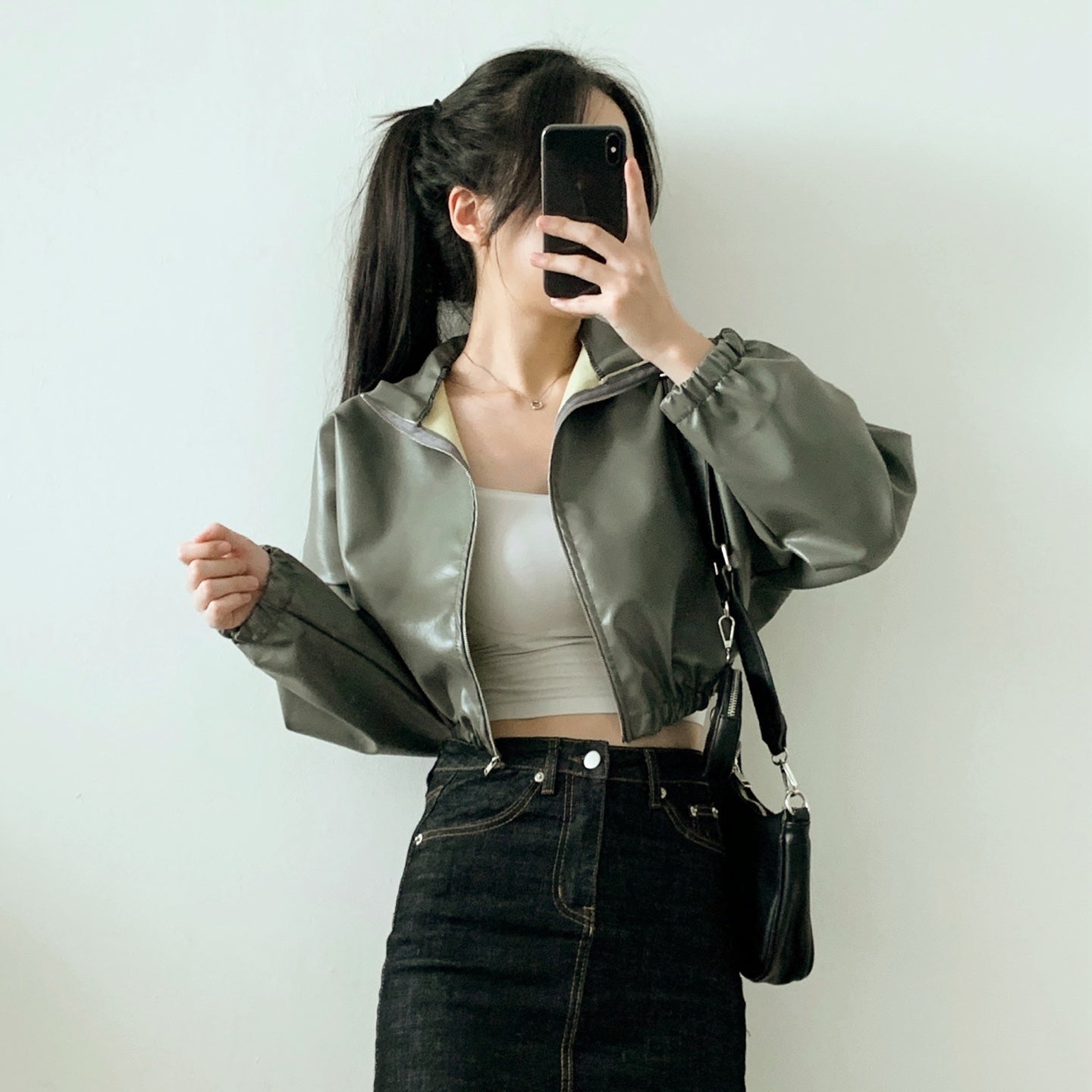 Cropped Drop Shoulder Bomber Jacket