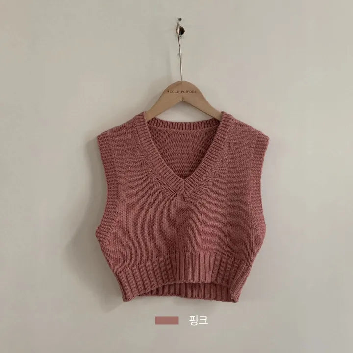 Cropped V-Neck Sweater Vest