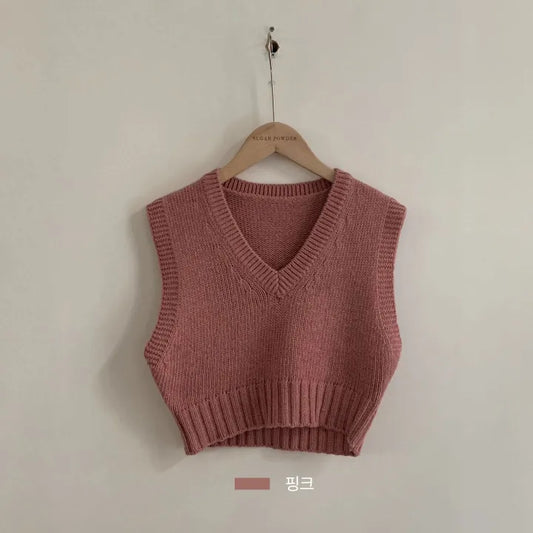 Cropped V-Neck Sweater Vest