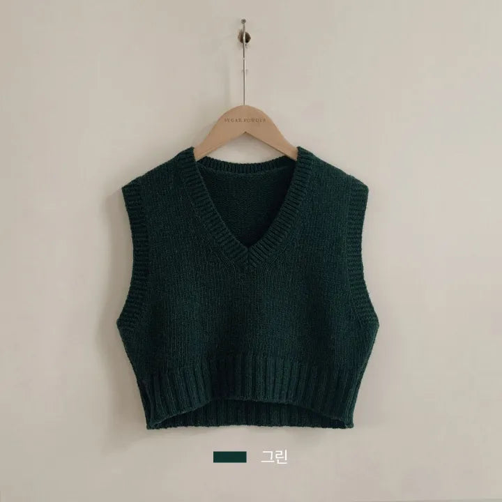 Cropped V-Neck Sweater Vest