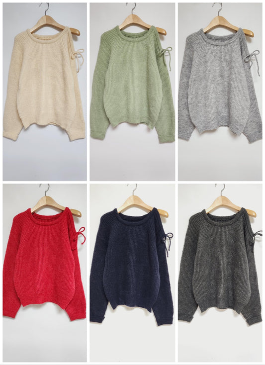 Shoulder Cut Out Knit Sweater