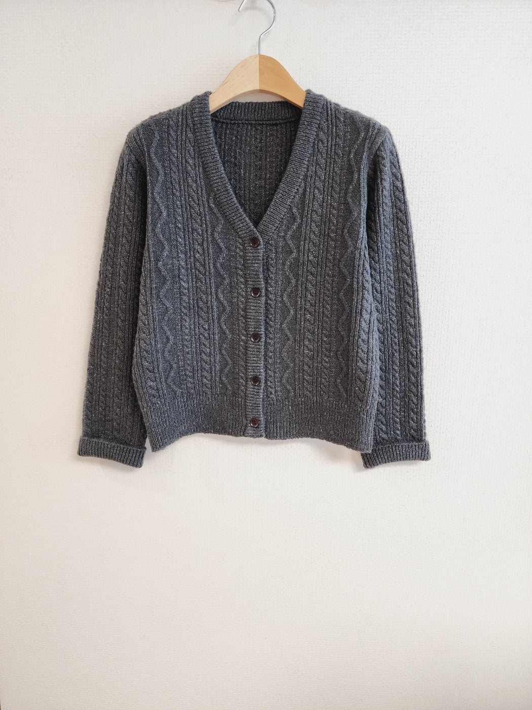 Cable Knit V-Neck Cardigan Sweater