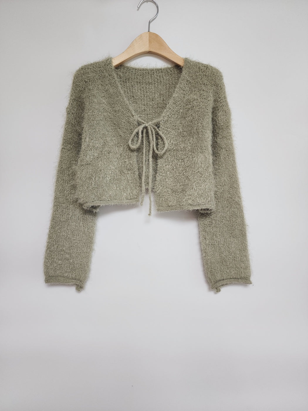 Tie Front Fuzzy Cardigan Sweater