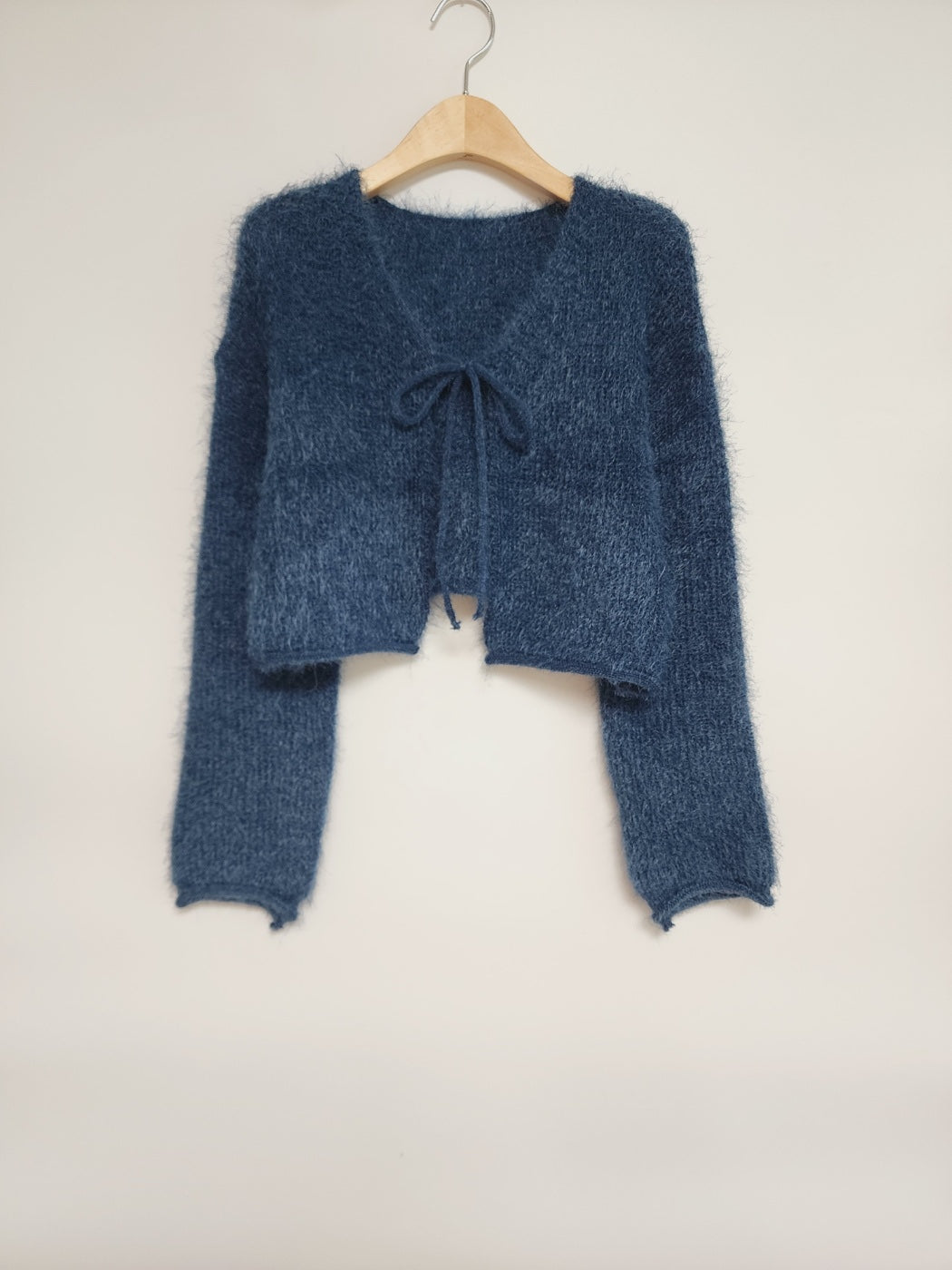 Tie Front Fuzzy Cardigan Sweater