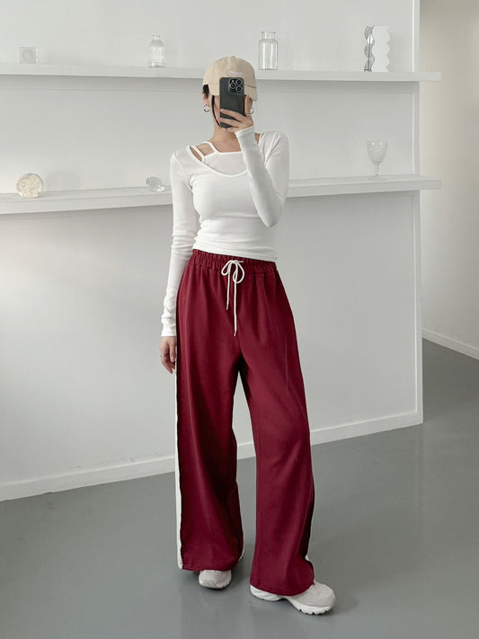 Side Panel Wide Leg Sweatpants