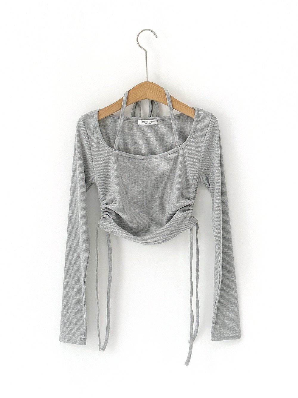 Criss Cross Neckline Long Sleeve