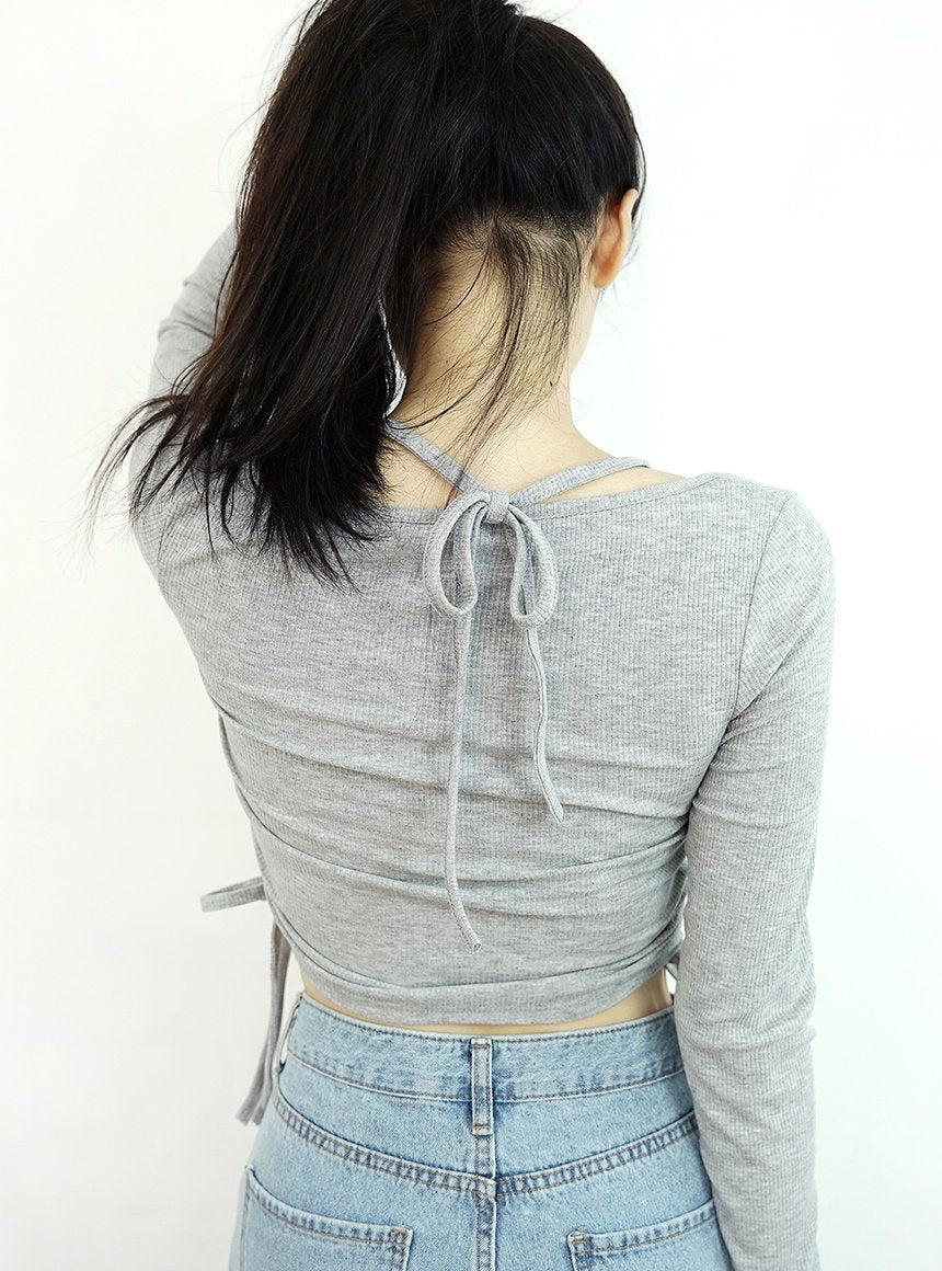 Criss Cross Neckline Long Sleeve