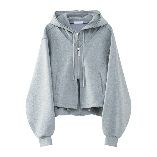 Double Zipper Hooded Sweatshirt