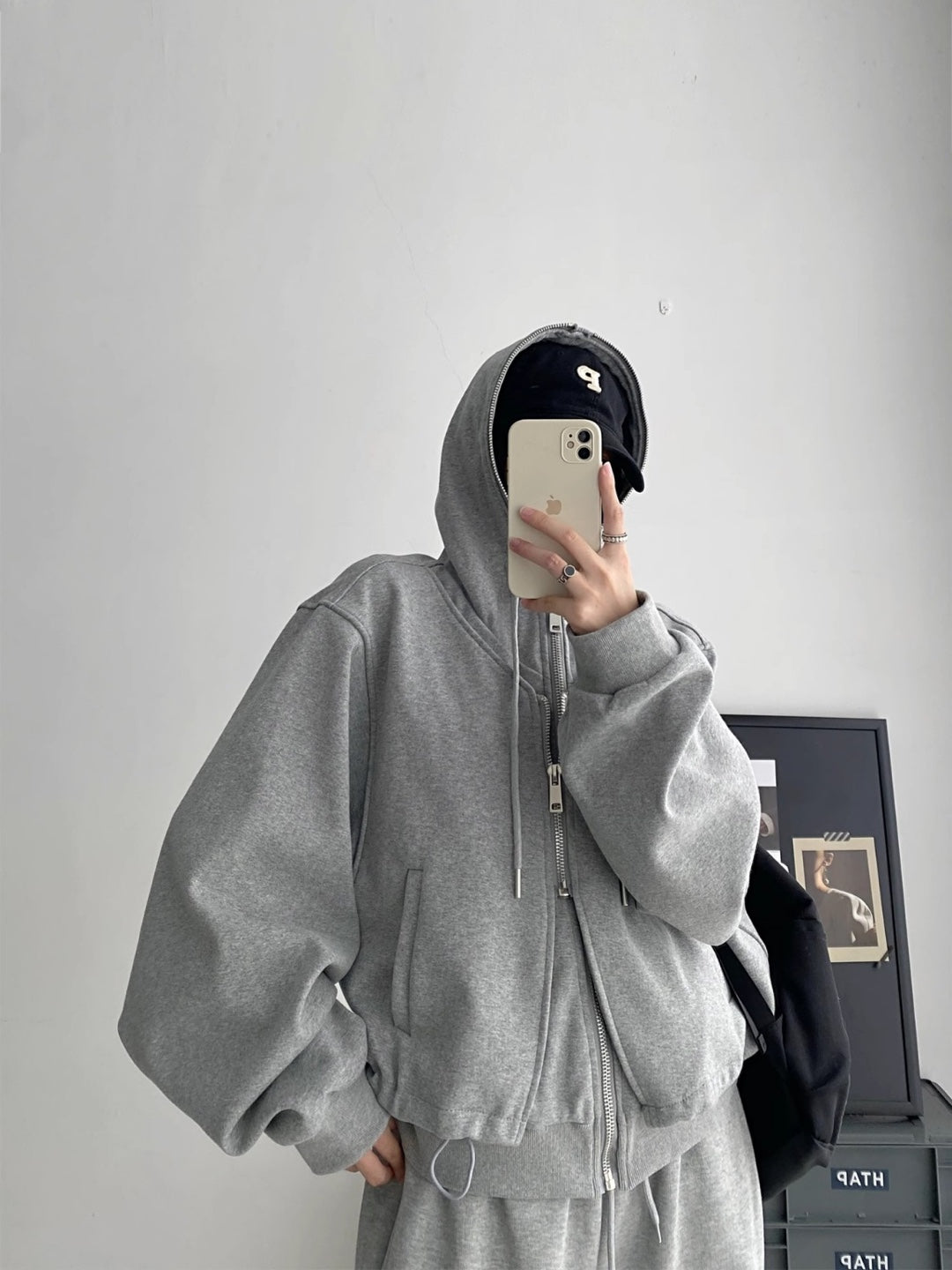 Double Zipper Hooded Sweatshirt