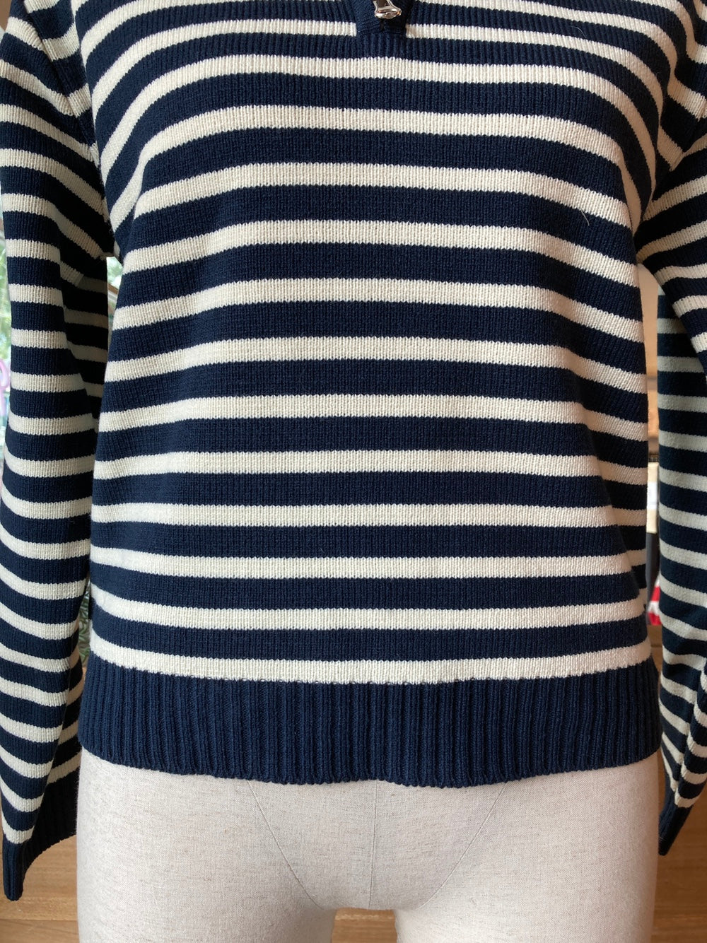 Striped 1/4 Zip Knit Sweater