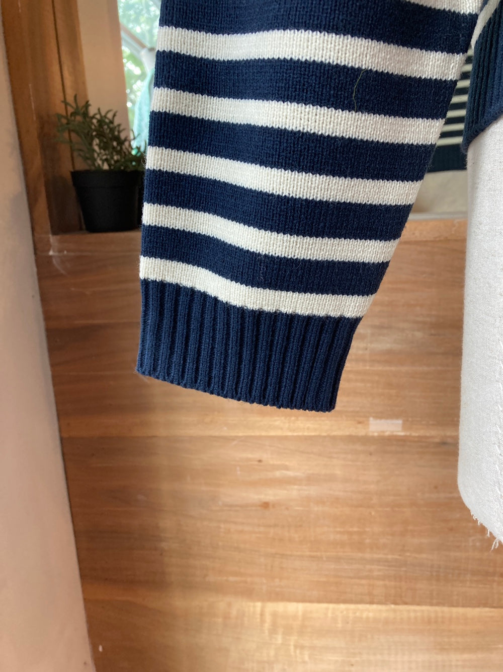 Striped 1/4 Zip Knit Sweater