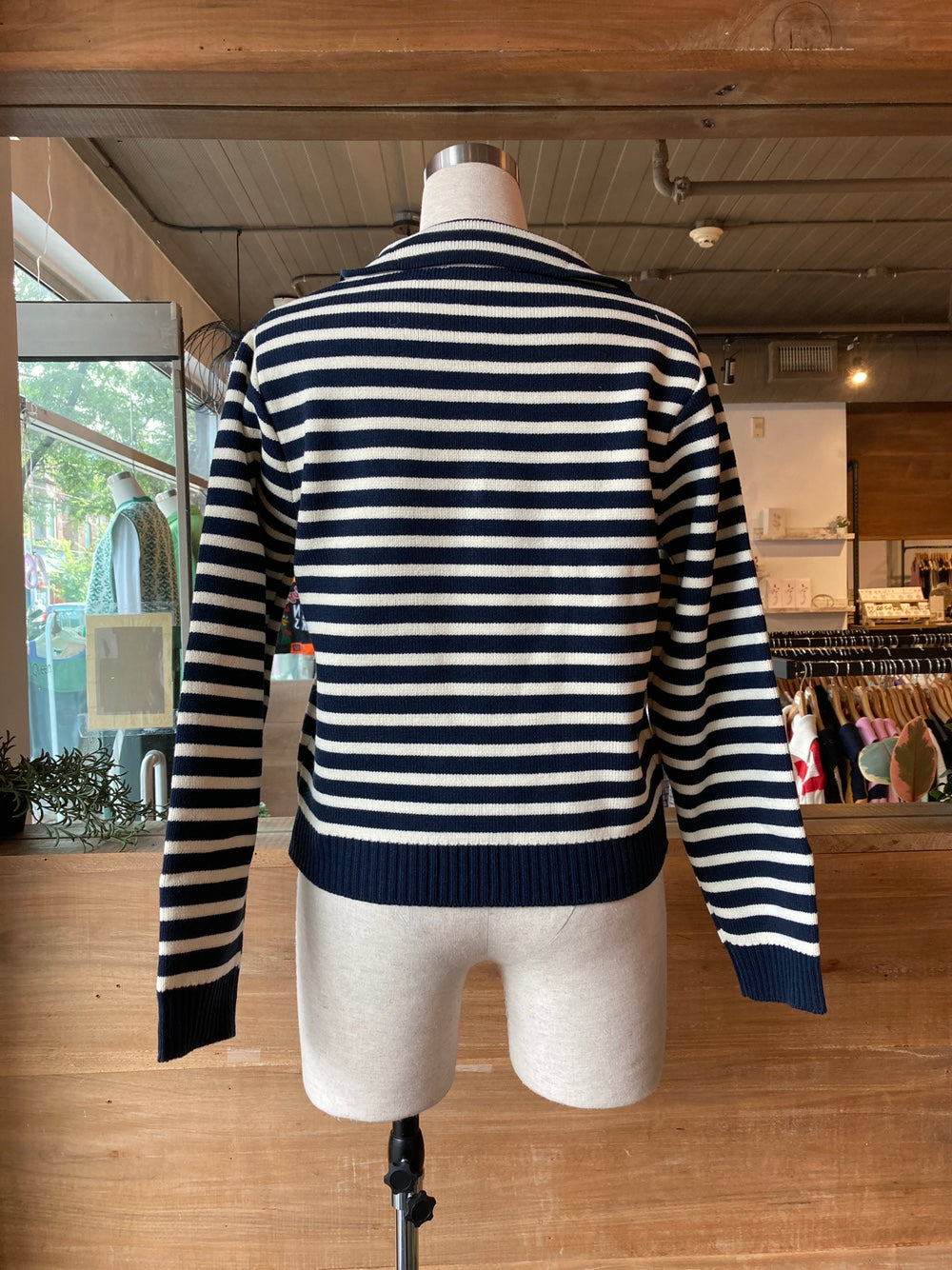 Striped 1/4 Zip Knit Sweater