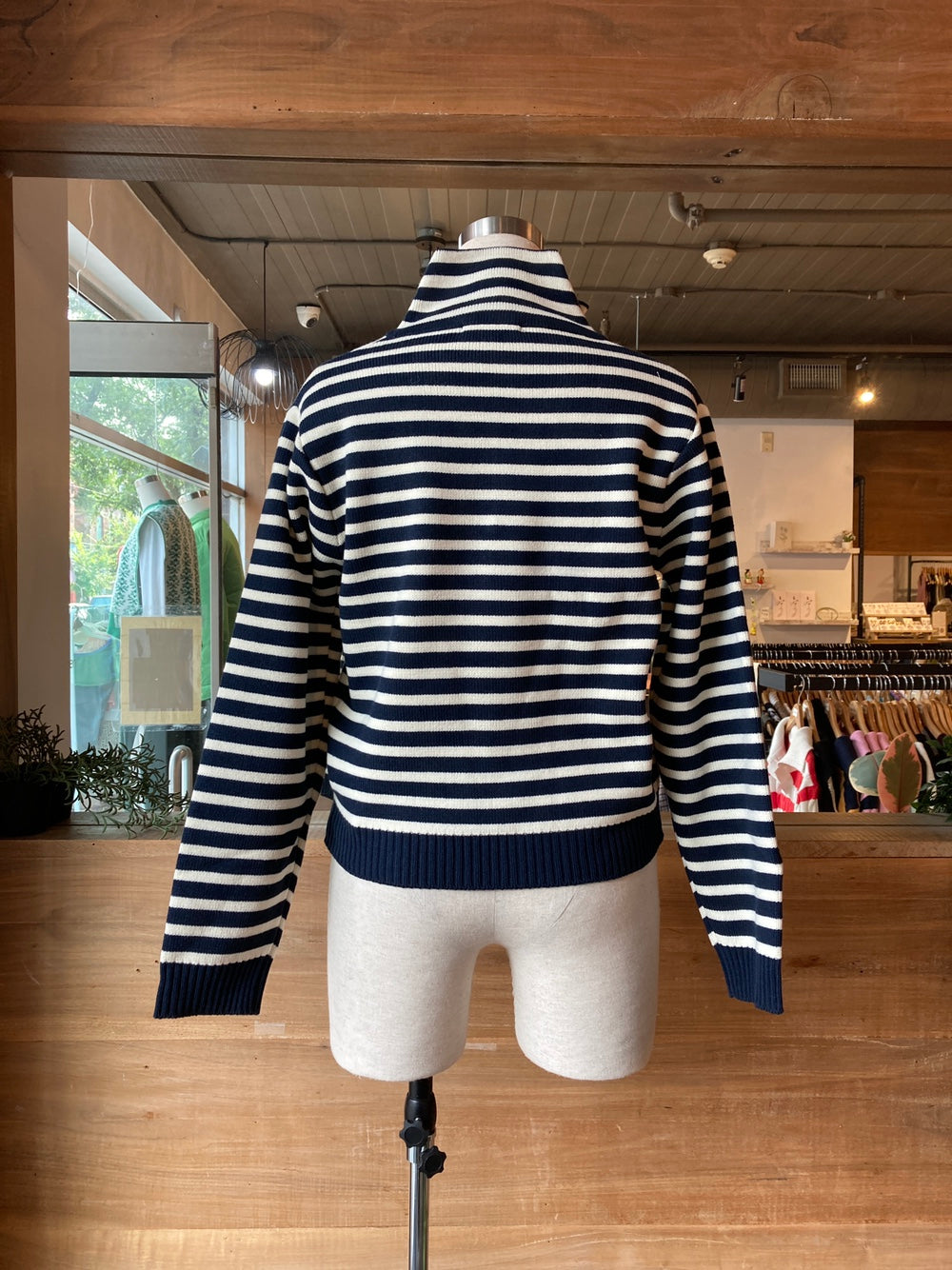 Striped 1/4 Zip Knit Sweater