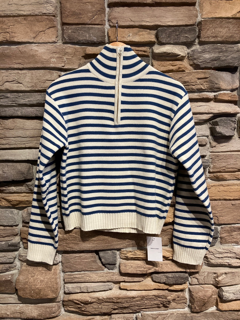 Striped 1/4 Zip Knit Sweater