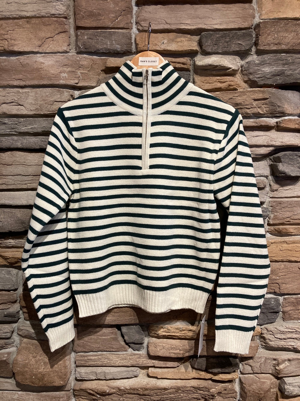 Striped 1/4 Zip Knit Sweater