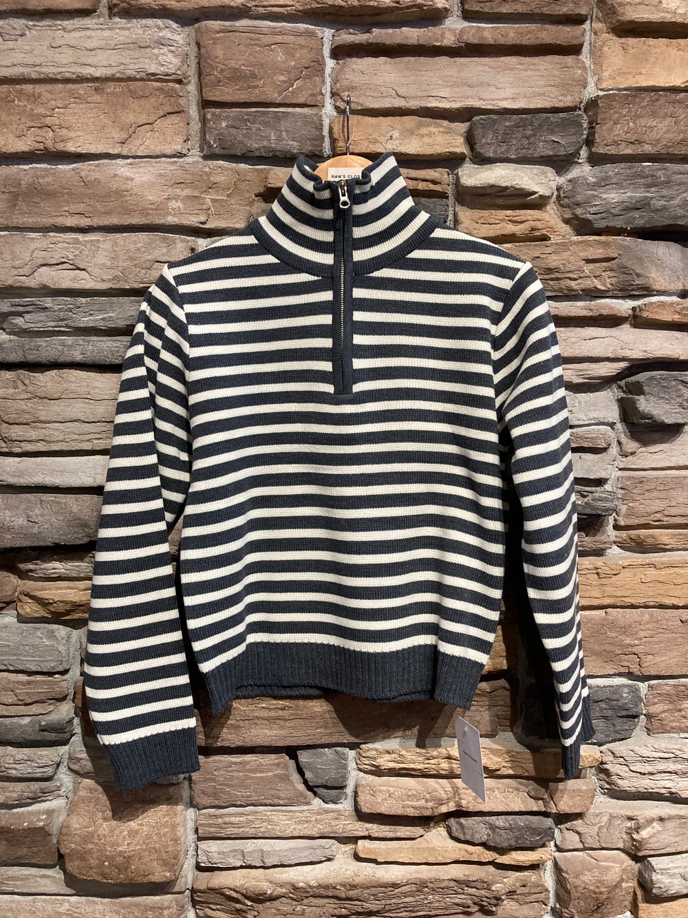 Striped 1/4 Zip Knit Sweater