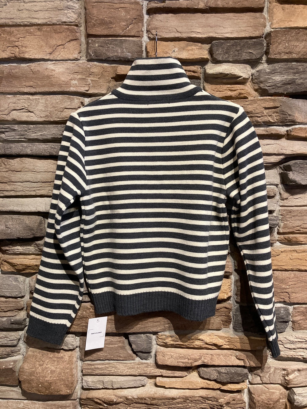 Striped 1/4 Zip Knit Sweater