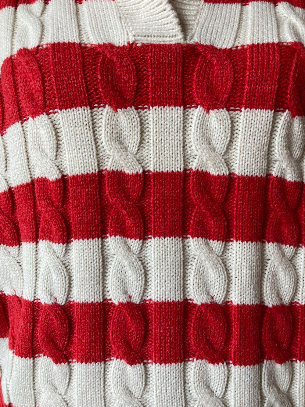 Striped Collared Cable Knit Sweater