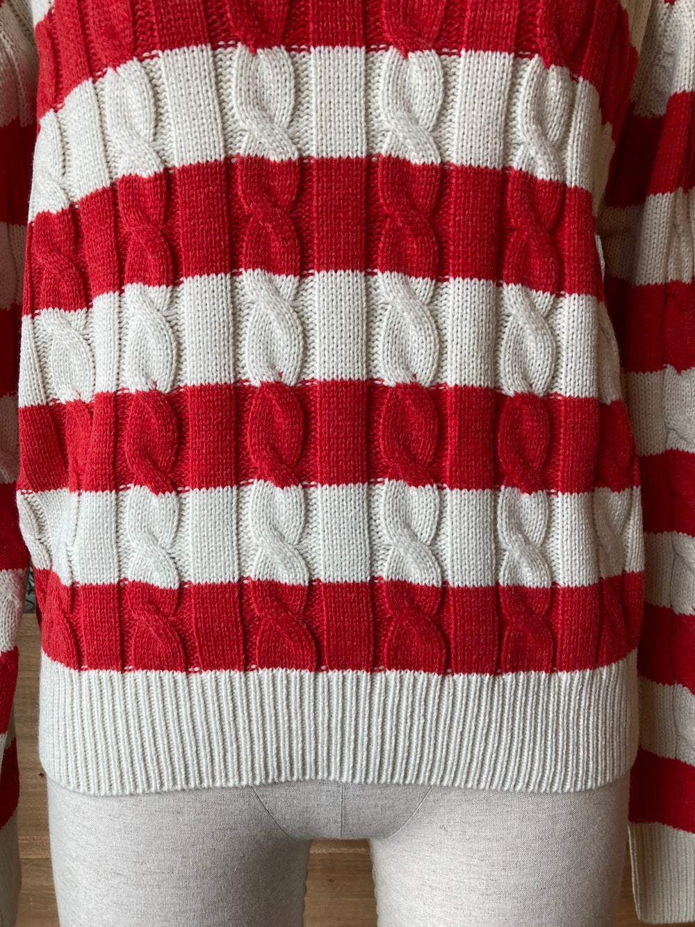 Striped Collared Cable Knit Sweater