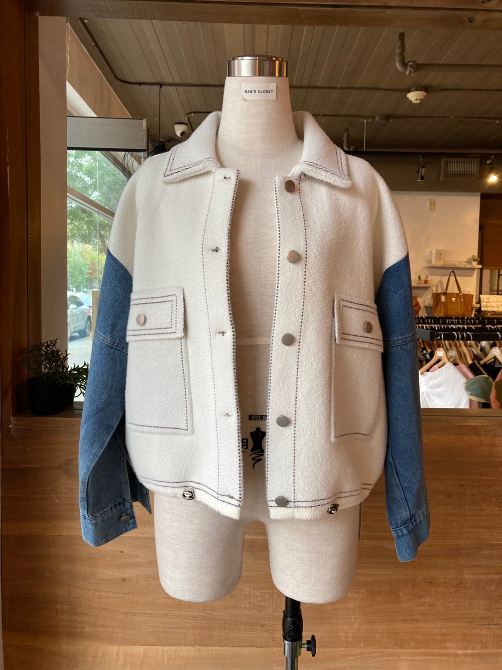 Denim Sleeve Contrast Stitch Jacket